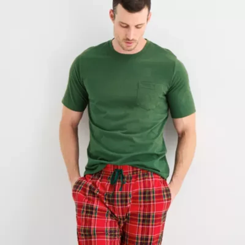 St. John's Bay Mens Crew Neck Short Sleeve 2-pc. Pajama Sets