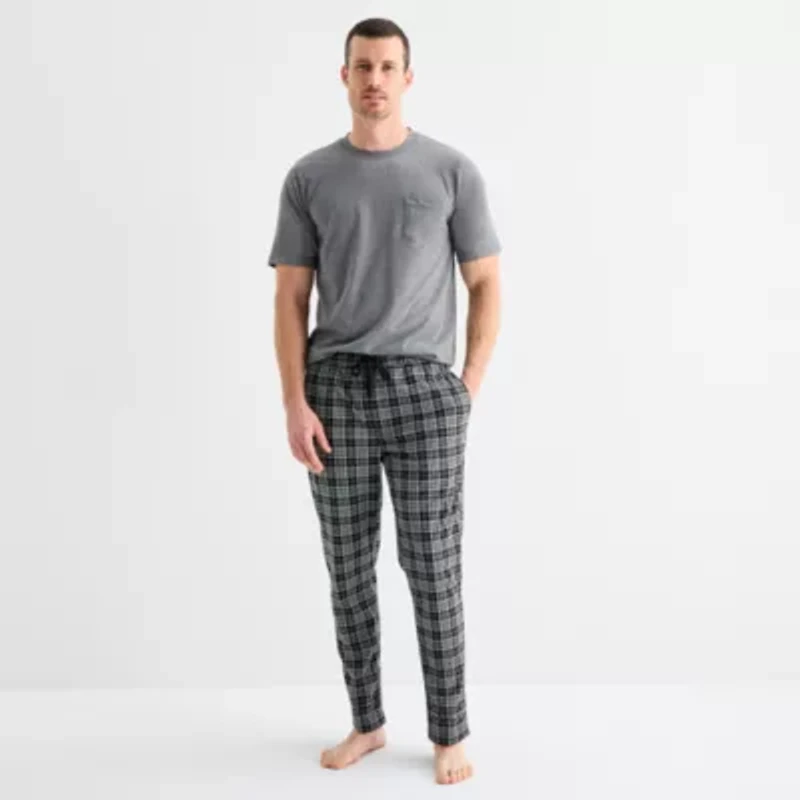 St. John's Bay Mens Crew Neck Short Sleeve 2-pc. Pajama Sets