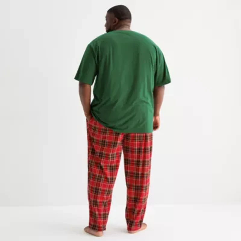 St. John's Bay Mens Crew Neck Short Sleeve 2-pc. Big and Tall Pajama Sets