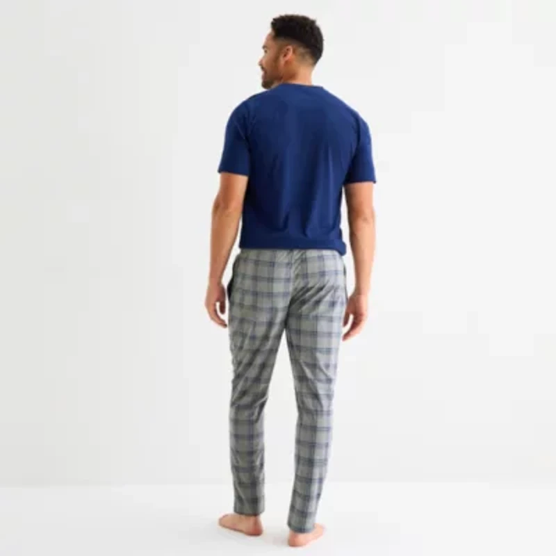 St. John's Bay Mens Crew Neck Short Sleeve 2-pc. Pajama Sets