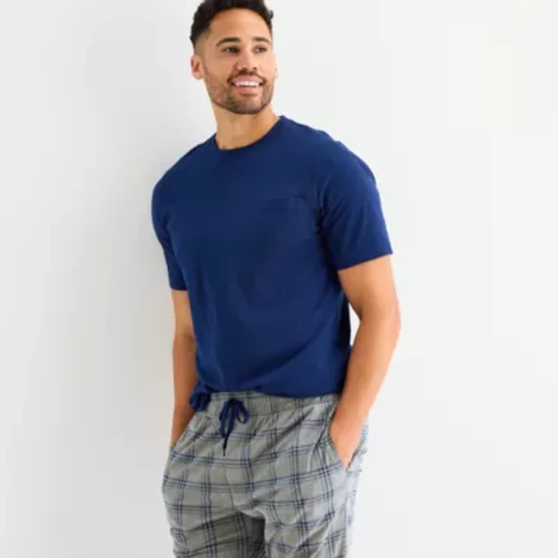 St. John's Bay Mens Crew Neck Short Sleeve 2-pc. Pajama Sets