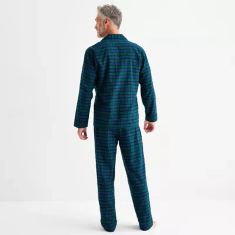 St. John's Bay Mens Flannel Long Sleeve 2-pc. Pajama Sets