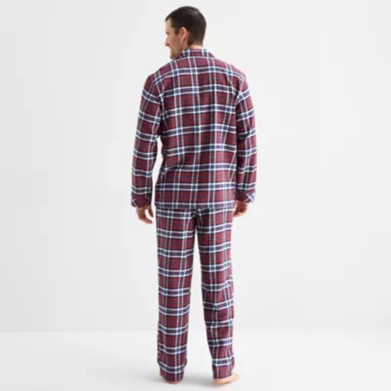 St. John's Bay Mens Flannel Long Sleeve 2-pc. Pajama Sets