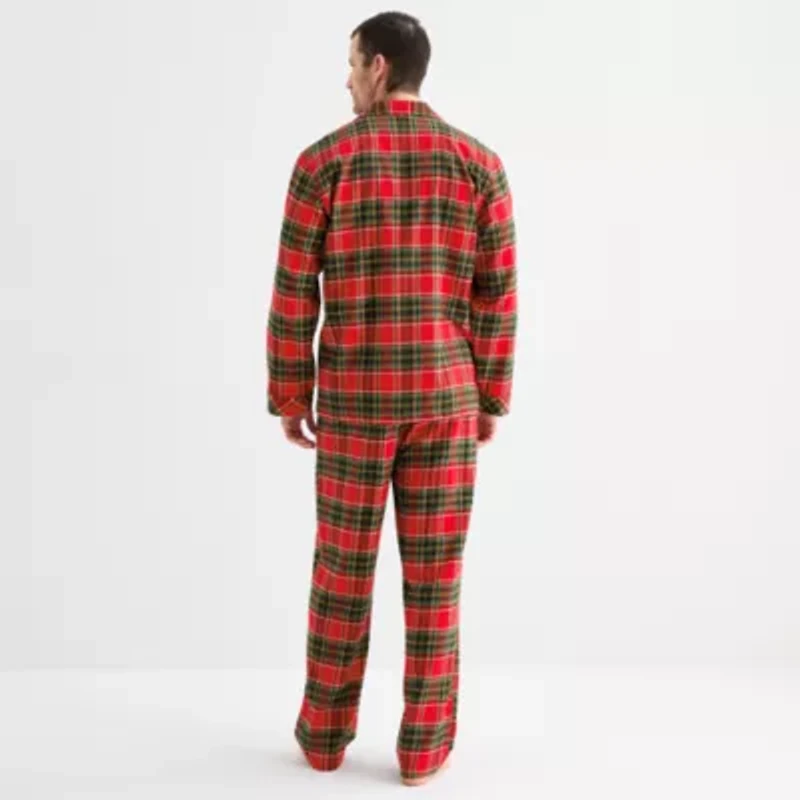 St. John's Bay Mens Flannel Long Sleeve 2-pc. Pajama Set