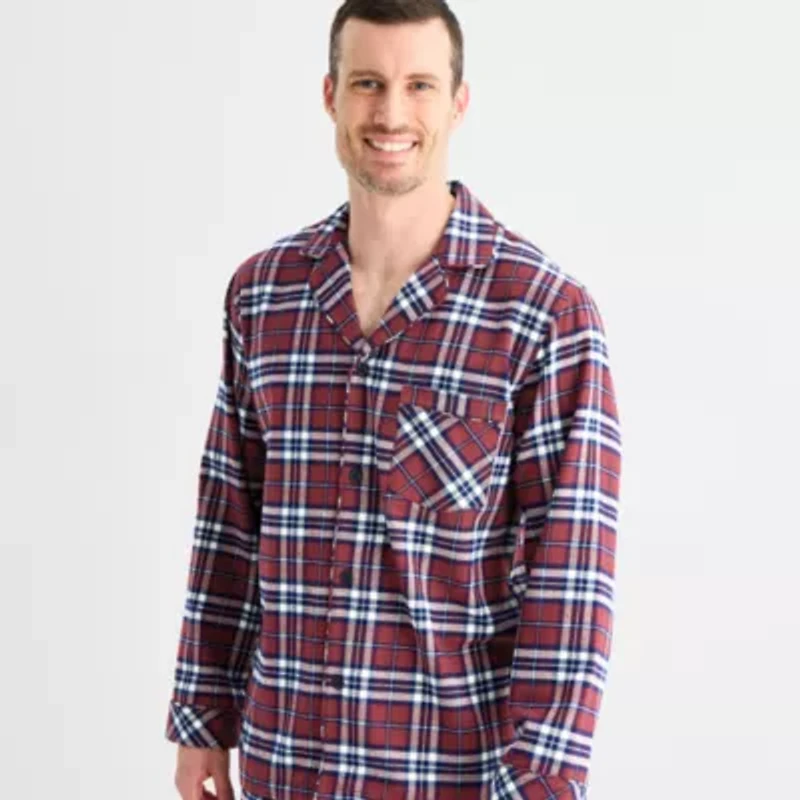 St. John's Bay Mens Flannel Long Sleeve 2-pc. Pajama Sets