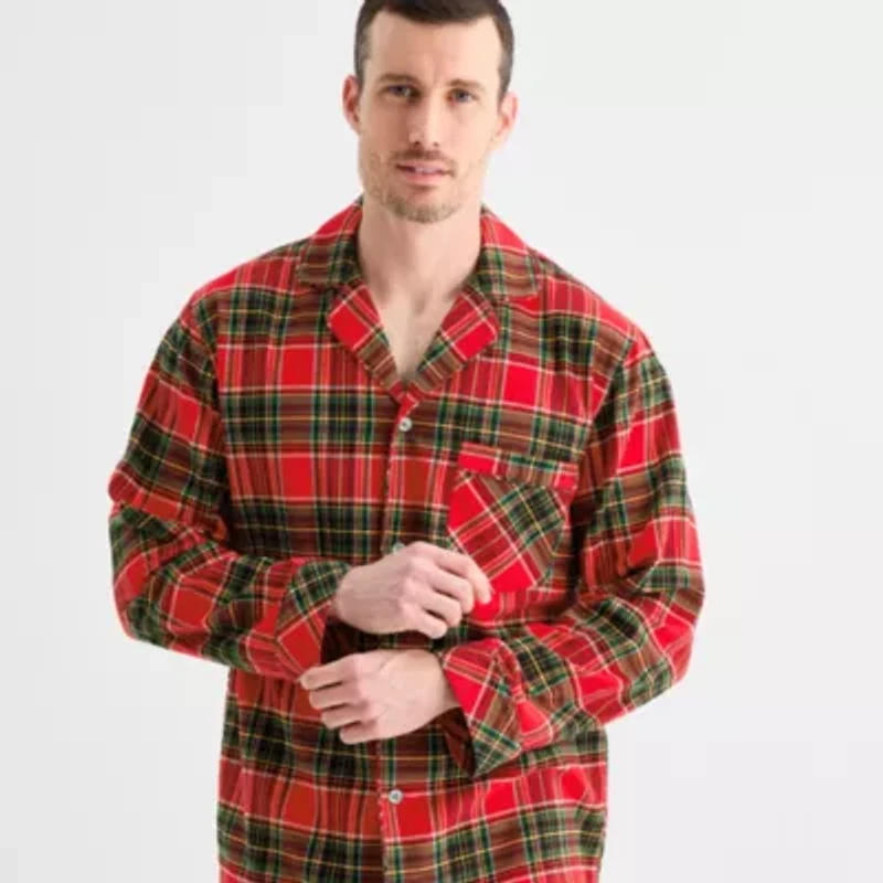 St. John's Bay Mens Flannel Long Sleeve 2-pc. Pajama Set