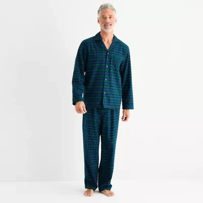St. John's Bay Mens Flannel Long Sleeve 2-pc. Pajama Sets