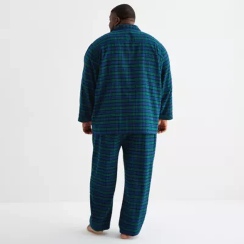 St. John's Bay Mens Flannel Long Sleeve 2-pc. Big and Tall Pajama Sets