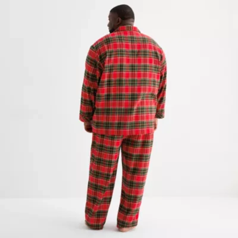 St. John's Bay Mens Flannel Long Sleeve 2-pc. Big and Tall Pajama Sets
