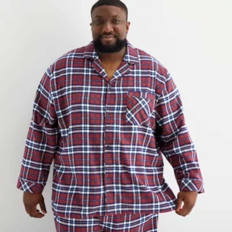 St. John's Bay Mens Flannel Long Sleeve 2-pc. Big and Tall Pajama Sets