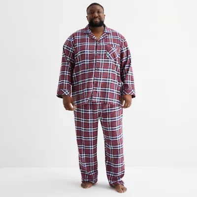 St. John's Bay Mens Flannel Long Sleeve 2-pc. Big and Tall Pajama Sets