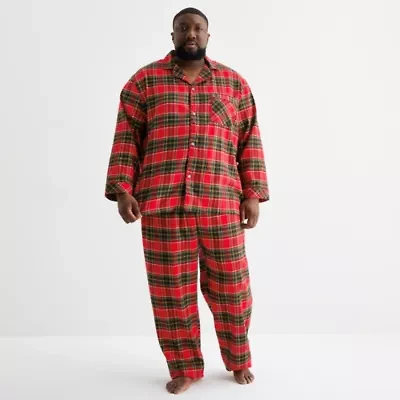 St. John's Bay Mens Flannel Long Sleeve 2-pc. Big and Tall Pajama Sets