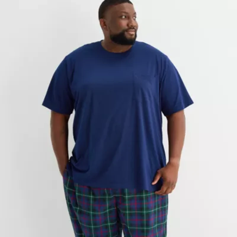 St. John's Bay Mens Crew Neck Short Sleeve 2-pc. Big and Tall Pajama Sets