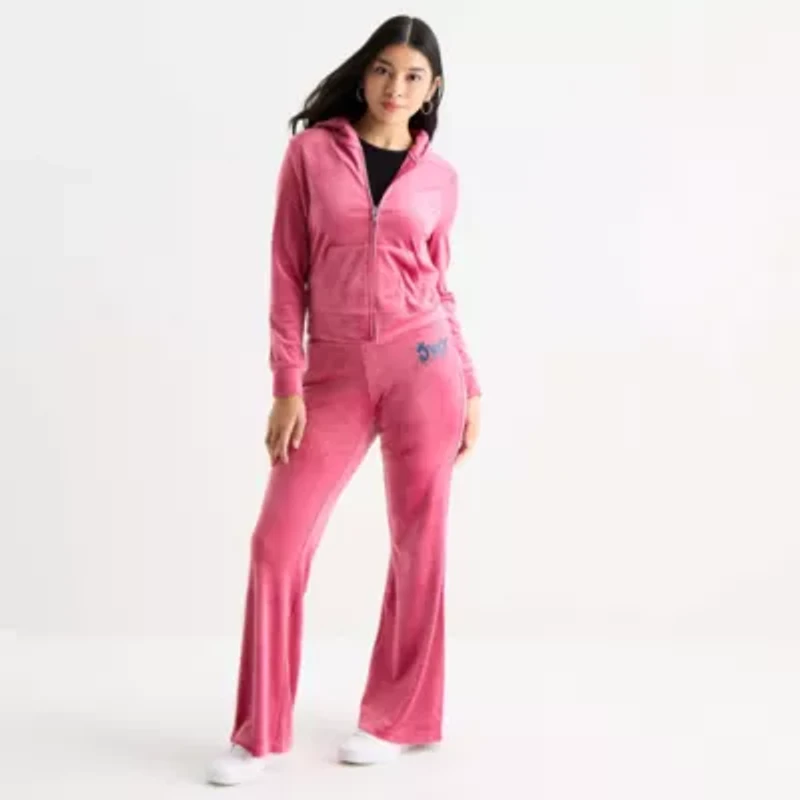 Juicy By Couture Womens Juniors Hooded Lightweight Track Jacket