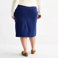 St. John's Bay Womens Midi Plus A-Line Skirt