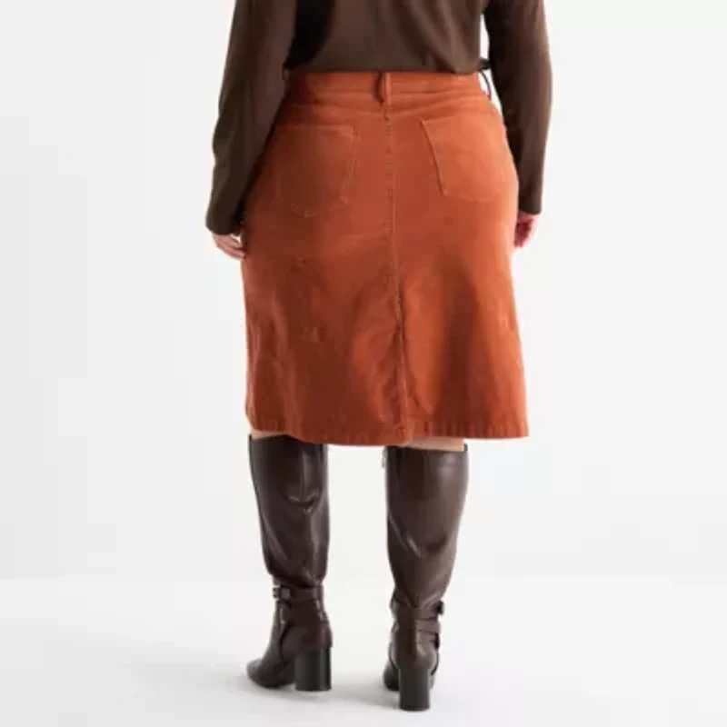 St. John's Bay Womens Plus Midi A-Line Skirt