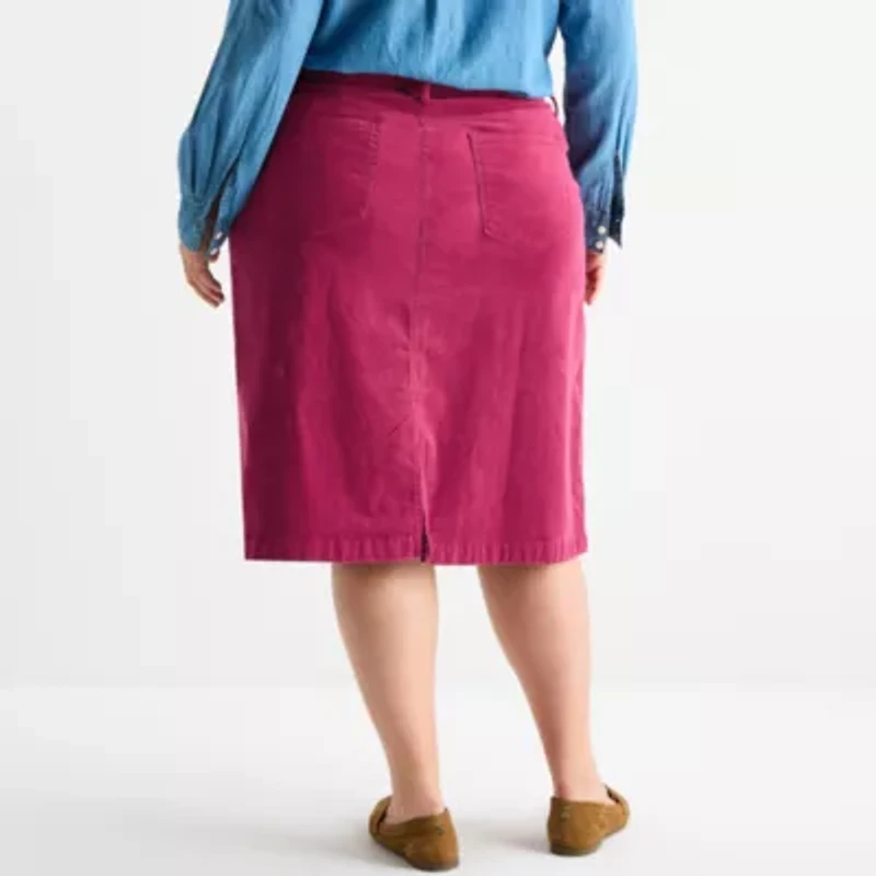 St. John's Bay Womens Plus Midi Corduroy A-Line Skirt