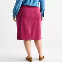 St. John's Bay Womens Plus Midi Corduroy A-Line Skirt