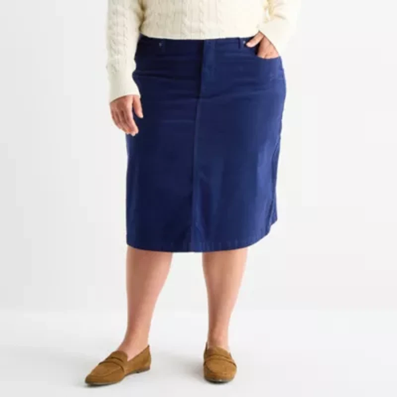 St. John's Bay Womens Midi Plus A-Line Skirt
