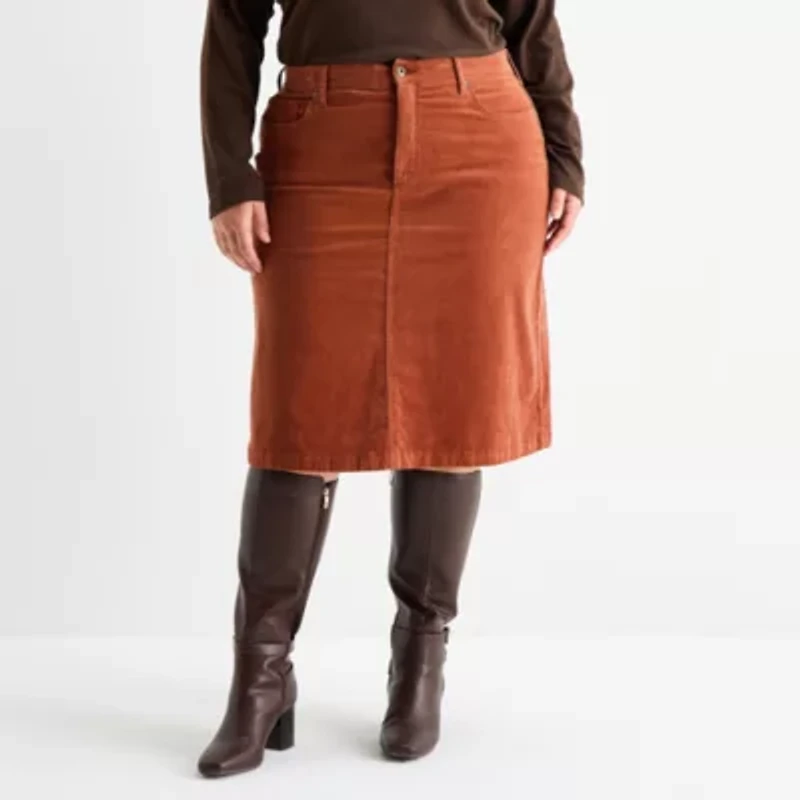 St. John's Bay Womens Plus Midi A-Line Skirt