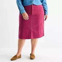 St. John's Bay Womens Plus Midi Corduroy A-Line Skirt