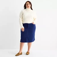St. John's Bay Womens Midi Plus A-Line Skirt