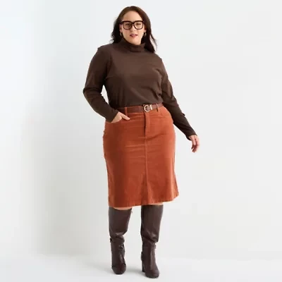 St. John's Bay Womens Plus Midi A-Line Skirt