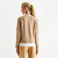Stylus Womens Crew Neck Long Sleeve Pullover Sweater