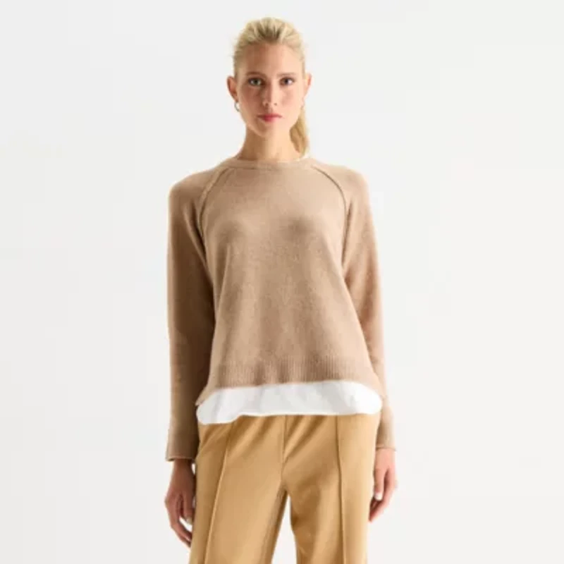 Stylus Womens Crew Neck Long Sleeve Pullover Sweater