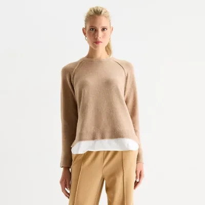 Stylus Womens Crew Neck Long Sleeve Pullover Sweater