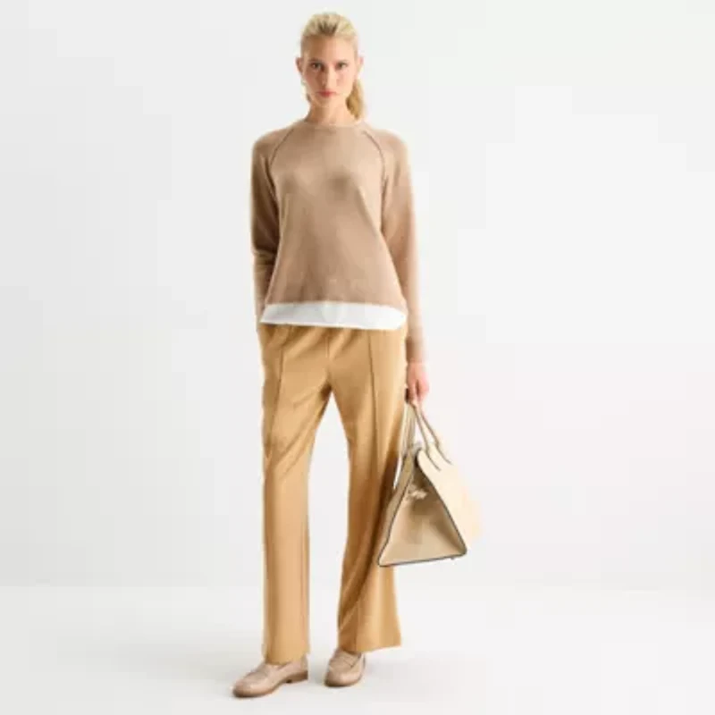 Stylus Womens Crew Neck Long Sleeve Pullover Sweater