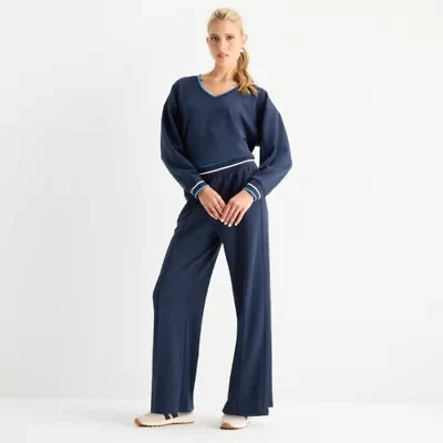 Stylus Womens Wide Leg High Rise Cropped Pant