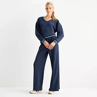 Stylus Womens Wide Leg High Rise Cropped Pant