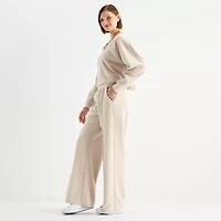 Stylus Womens Wide Leg High Rise Track Pant