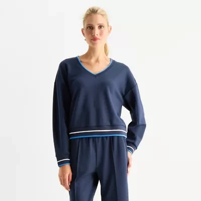 Stylus Womens V Neck Long Sleeve Sweatshirt