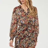 MSK Womens Long Sleeve Floral Maxi Dress