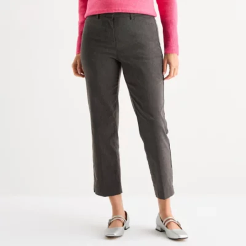 Liz Claiborne Lisa Womens Tall Stretch Fabric Slim Mid Rise Ankle Pant