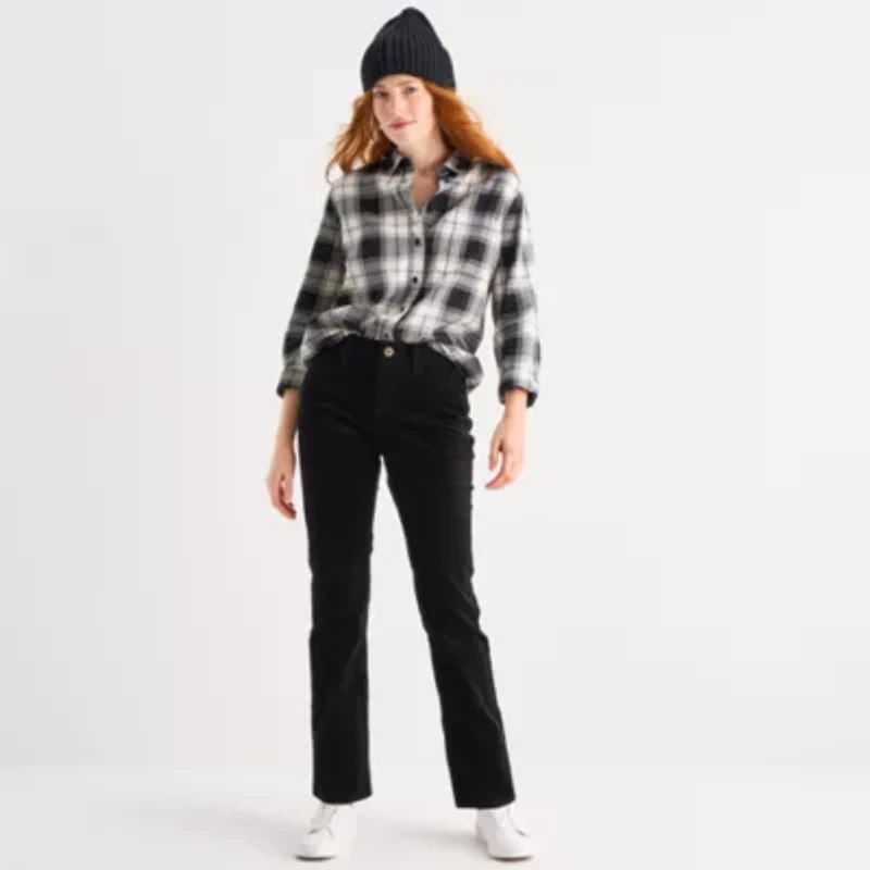 St. John's Bay Womens Mid Rise Straight Corduroy Pant Tall