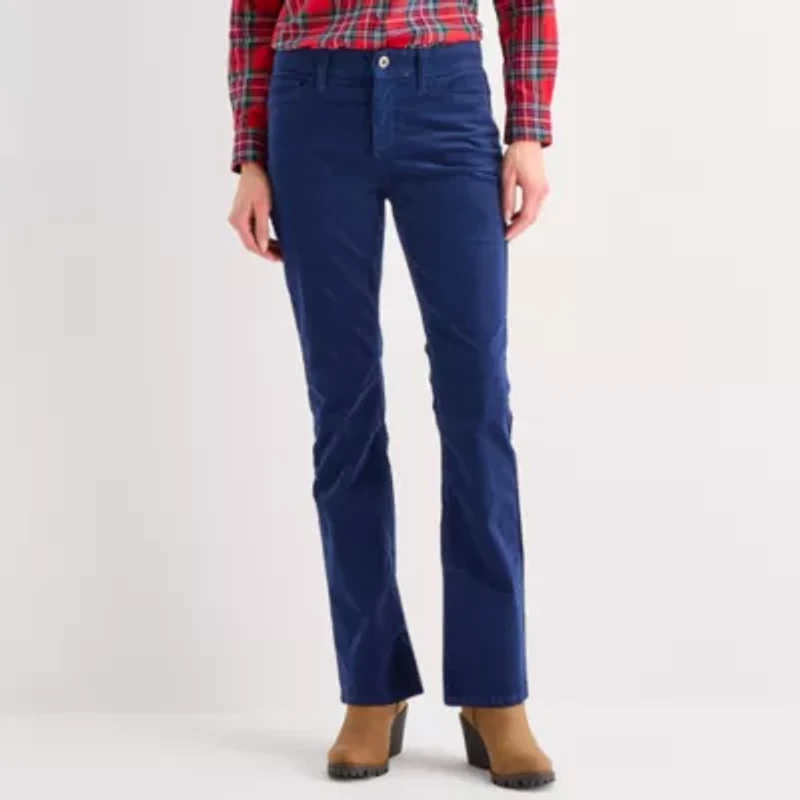 St. John's Bay Womens Mid Rise Bootcut Corduroy Pant Tall