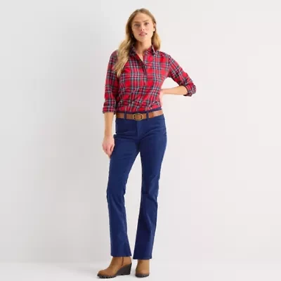 St. John's Bay Womens Mid Rise Bootcut Corduroy Pant Tall
