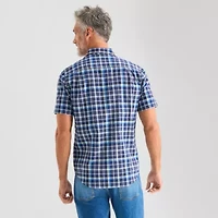 St. John's Bay Stretch Poplin Mens Short Sleeve Classic Fit Button-Down Shirt