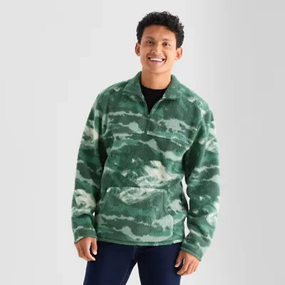 Arizona Mens Long Sleeve Sherpa Quarter-Zip Pullover