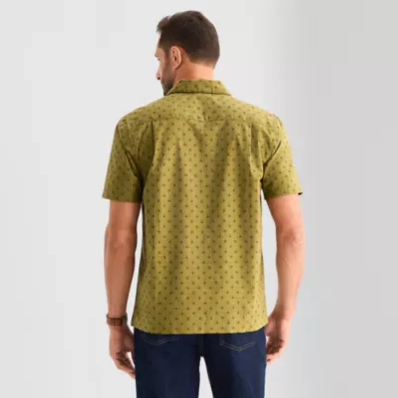 mutual weave Mens Short Sleeve Camp Shirt