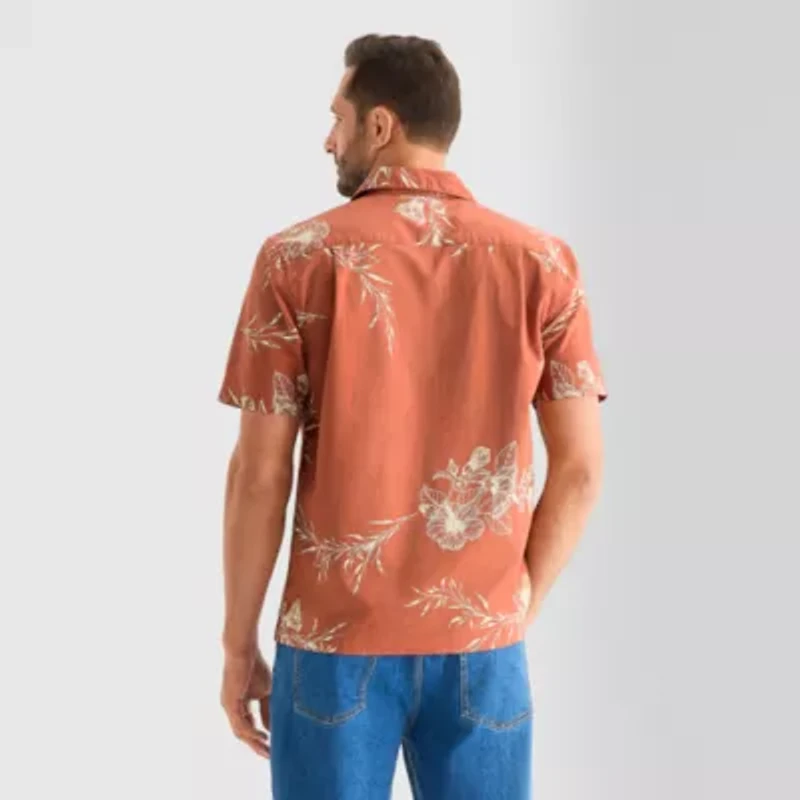 mutual weave Mens Short Sleeve Camp Shirt