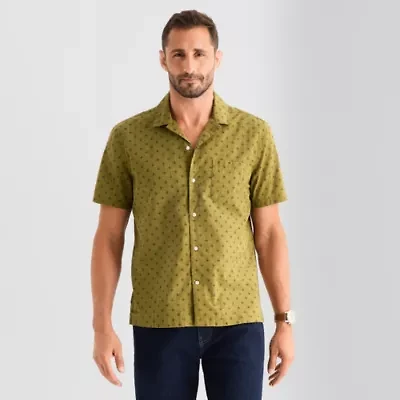 mutual weave Mens Short Sleeve Camp Shirt
