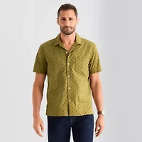 mutual weave Mens Short Sleeve Camp Shirt