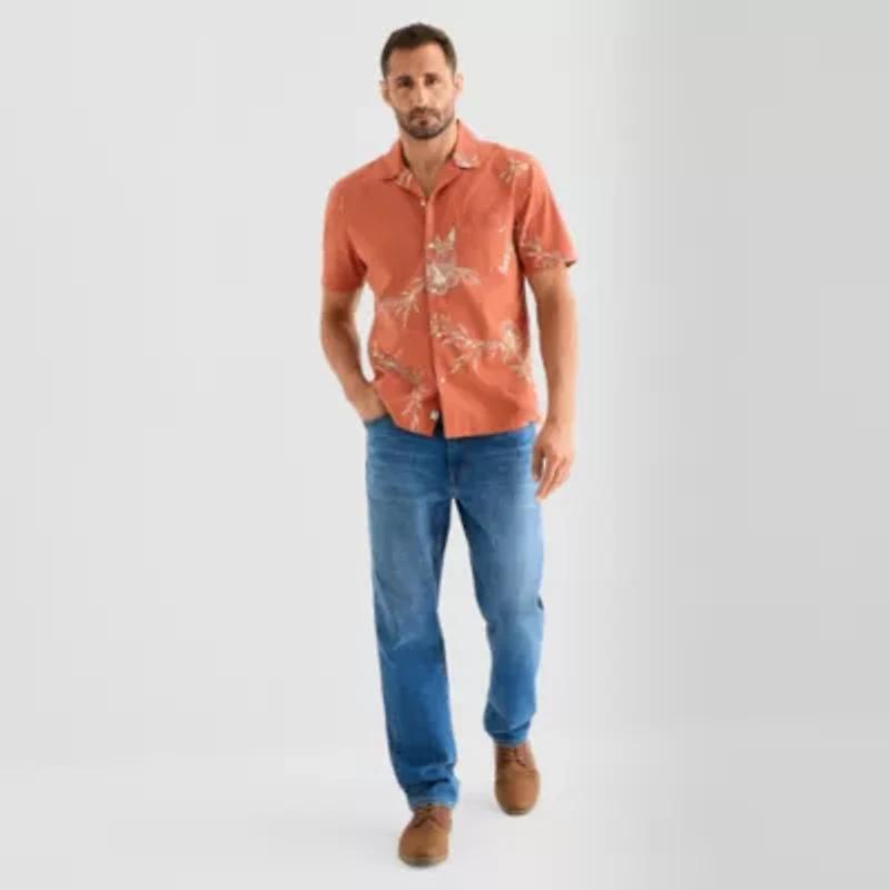 mutual weave Mens Short Sleeve Camp Shirt