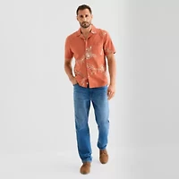 mutual weave Mens Short Sleeve Camp Shirt