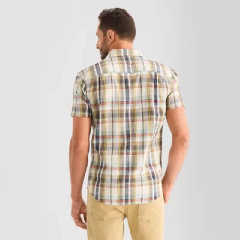 mutual weave Mens Short Sleeve Regular Fit Button-Down Shirt