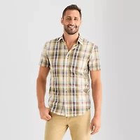 mutual weave Mens Short Sleeve Regular Fit Button-Down Shirt